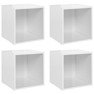 TV Cabinets 4 pcs High Gloss White 37x35x37 cm Engineered Wood - Giant Lobelia