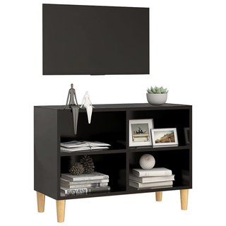 TV Cabinet with Solid Wood Legs Black 69.5x30x50 cm - Giant Lobelia