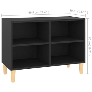 TV Cabinet with Solid Wood Legs Black 69.5x30x50 cm - Giant Lobelia