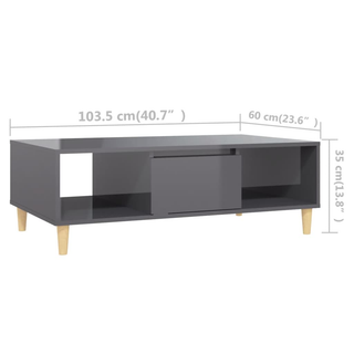 Coffee Table High Gloss Grey 103.5x60x35 cm Engineered Wood - Giant Lobelia