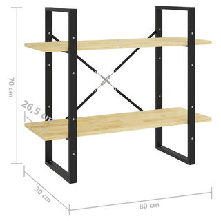 2-Tier Book Cabinet 80x30x70 cm Solid Pine Wood - Giant Lobelia