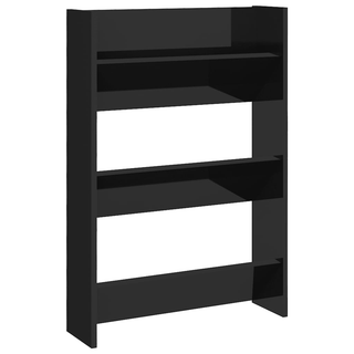 vidaXL Wall Shoe Cabinets 2 pcs  High Gloss Black 60x18x90cm Engineered Wood - Giant Lobelia