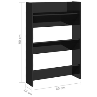 vidaXL Wall Shoe Cabinets 2 pcs  High Gloss Black 60x18x90cm Engineered Wood - Giant Lobelia