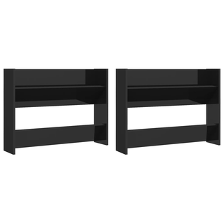 vidaXL Wall Shoe Cabinets 2 pcs High Gloss Black 80x18x60 cm Engineered Wood - Giant Lobelia