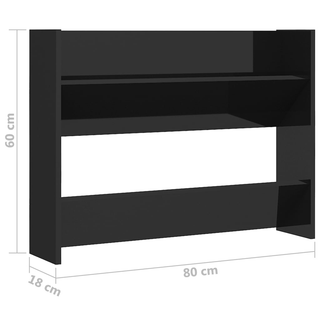 vidaXL Wall Shoe Cabinets 2 pcs High Gloss Black 80x18x60 cm Engineered Wood - Giant Lobelia