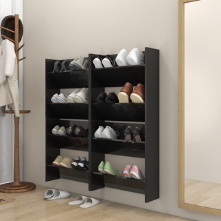 vidaXL Wall Shoe Cabinets 4 pcs High Gloss Black 60x18x60 cm Engineered Wood - Giant Lobelia