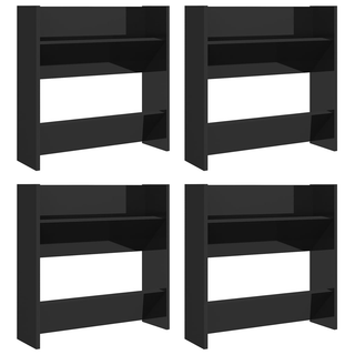 vidaXL Wall Shoe Cabinets 4 pcs High Gloss Black 60x18x60 cm Engineered Wood - Giant Lobelia