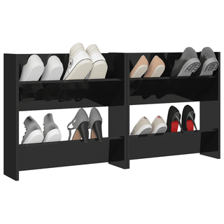 vidaXL Wall Shoe Cabinets 2 pcs High Gloss Black 60x18x60 cm Engineered Wood - Giant Lobelia