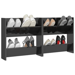 vidaXL Wall Shoe Cabinets 2 pcs High Gloss Grey 60x18x60 cm Engineered Wood - Giant Lobelia