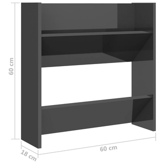 vidaXL Wall Shoe Cabinets 2 pcs High Gloss Grey 60x18x60 cm Engineered Wood - Giant Lobelia