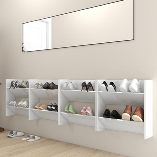 vidaXL Wall Shoe Cabinets 4 pcs High Gloss White 60x18x60 cm Engineered Wood - Giant Lobelia