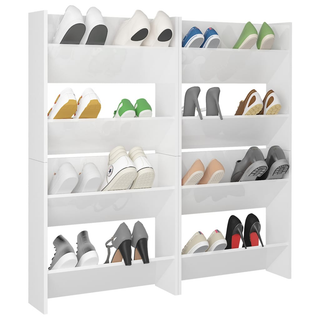 vidaXL Wall Shoe Cabinets 4 pcs High Gloss White 60x18x60 cm Engineered Wood - Giant Lobelia