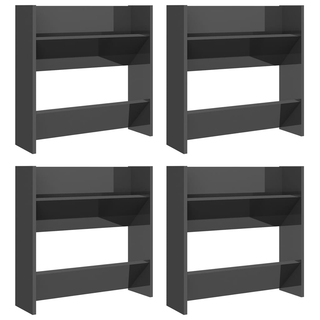 vidaXL Wall Shoe Cabinets 4 pcs High Gloss Grey 60x18x60 cm Engineered Wood - Giant Lobelia