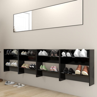 vidaXL Wall Shoe Cabinets 4 pcs Black 60x18x60 cm Engineered Wood - Giant Lobelia