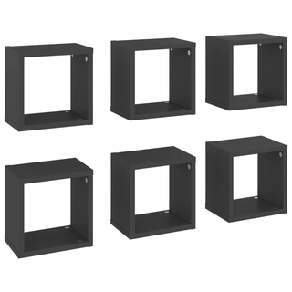 Wall Cube Shelves 6 pcs Grey 22x15x22 cm - Giant Lobelia