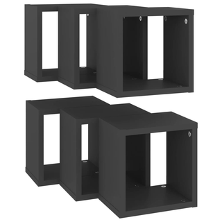 Wall Cube Shelves 6 pcs Grey 22x15x22 cm - Giant Lobelia