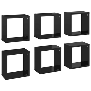Wall Cube Shelves 6 pcs High Gloss Black 26x15x26 cm - Giant Lobelia