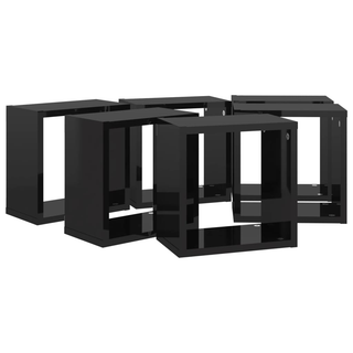 Wall Cube Shelves 6 pcs High Gloss Black 26x15x26 cm - Giant Lobelia