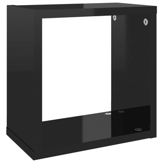 Wall Cube Shelves 6 pcs High Gloss Black 26x15x26 cm - Giant Lobelia