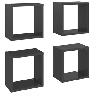 Wall Cube Shelves 4 pcs High Gloss Grey 26x15x26 cm - Giant Lobelia