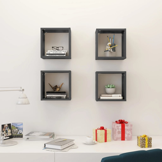 Wall Cube Shelves 4 pcs High Gloss Grey 26x15x26 cm - Giant Lobelia