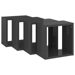 Wall Cube Shelves 4 pcs High Gloss Grey 26x15x26 cm - Giant Lobelia