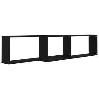 Wall Cube Shelf 2 pcs Black 100x15x30 cm Engineered Wood - Giant Lobelia