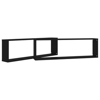 Wall Cube Shelf 2 pcs Black 100x15x30 cm Engineered Wood - Giant Lobelia