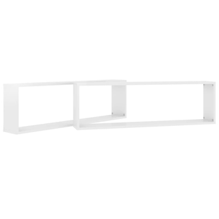 Wall Cube Shelf 2 pcs High Gloss White 100x15x30 cm Engineered Wood - Giant Lobelia