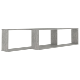 Wall Cube Shelf 2 pcs Concrete Grey 100x15x30 cm Engineered Wood - Giant Lobelia