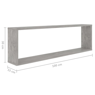 Wall Cube Shelf 2 pcs Concrete Grey 100x15x30 cm Engineered Wood - Giant Lobelia