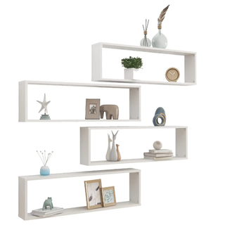 Wall Cube Shelf 4 pcs High Gloss White 100x15x30 cm Engineered Wood - Giant Lobelia