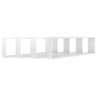 Wall Cube Shelf 4 pcs High Gloss White 100x15x30 cm Engineered Wood - Giant Lobelia