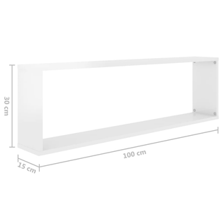 Wall Cube Shelf 4 pcs High Gloss White 100x15x30 cm Engineered Wood - Giant Lobelia