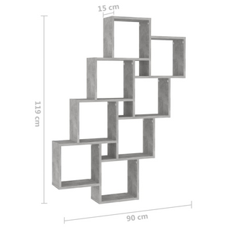 Wall Cube Shelf Concrete Grey 90x15x119 cm Engineered Wood - Giant Lobelia