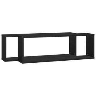 Wall Cube Shelf 2 pcs Black 80x15x26.5 cm Engineered Wood - Giant Lobelia