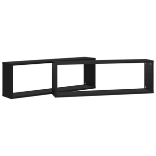 Wall Cube Shelf 2 pcs Black 80x15x26.5 cm Engineered Wood - Giant Lobelia