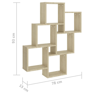 Wall Cube Shelf Sonoma Oak 78x15x93 cm Engineered Wood - Giant Lobelia