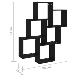 Wall Cube Shelf Black 78x15x93 cm Engineered Wood - Giant Lobelia