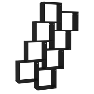 Wall Cube Shelf Black 90x15x119 cm Engineered Wood - Giant Lobelia