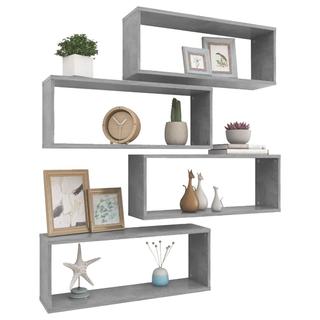 Wall Cube Shelf 4 pcs Concrete Grey 60x15x23 cm Engineered Wood - Giant Lobelia