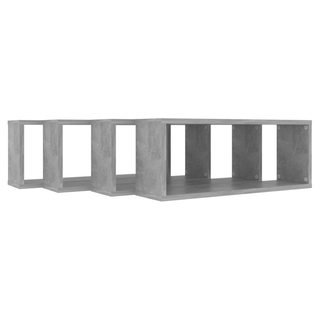 Wall Cube Shelf 4 pcs Concrete Grey 60x15x23 cm Engineered Wood - Giant Lobelia