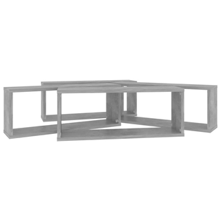 Wall Cube Shelf 4 pcs Concrete Grey 60x15x23 cm Engineered Wood - Giant Lobelia