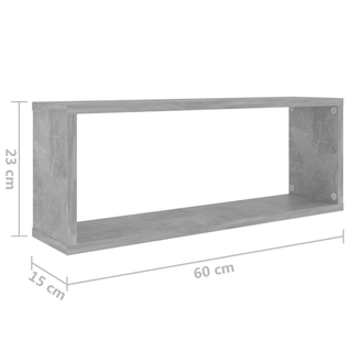 Wall Cube Shelf 4 pcs Concrete Grey 60x15x23 cm Engineered Wood - Giant Lobelia