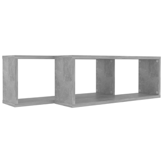 Wall Cube Shelf 2 pcs Concrete Grey 60x15x23 cm Engineered Wood - Giant Lobelia