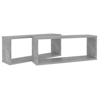 Wall Cube Shelf 2 pcs Concrete Grey 60x15x23 cm Engineered Wood - Giant Lobelia