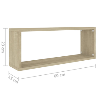 Wall Cube Shelf 6 pcs Sonoma Oak 60x15x23 cm Engineered Wood - Giant Lobelia