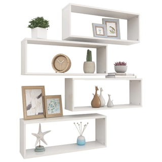 Wall Cube Shelf 4 pcs High Gloss White 60x15x23 cm Engineered Wood - Giant Lobelia