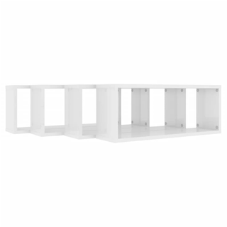 Wall Cube Shelf 4 pcs High Gloss White 60x15x23 cm Engineered Wood - Giant Lobelia