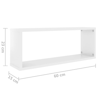 Wall Cube Shelf 4 pcs High Gloss White 60x15x23 cm Engineered Wood - Giant Lobelia